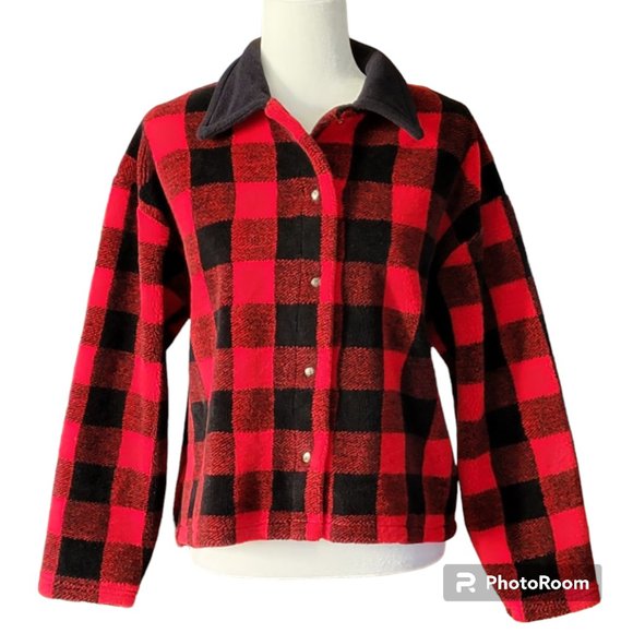 Hidden Bay Made in USA Buffalo Plaid Lumberjack Fleece Snap Front Jacket… - Picture 1 of 7